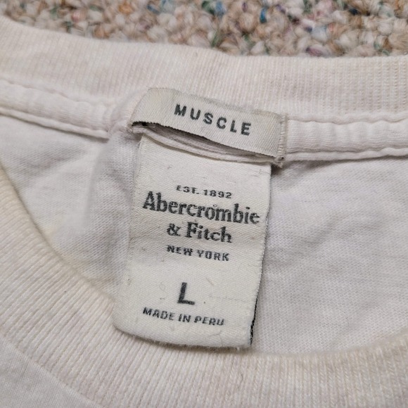 Abercrombie & Fitch Shirt Men Large White Muscle Native Chief Adirondack Outdoor - Picture 7 of 14